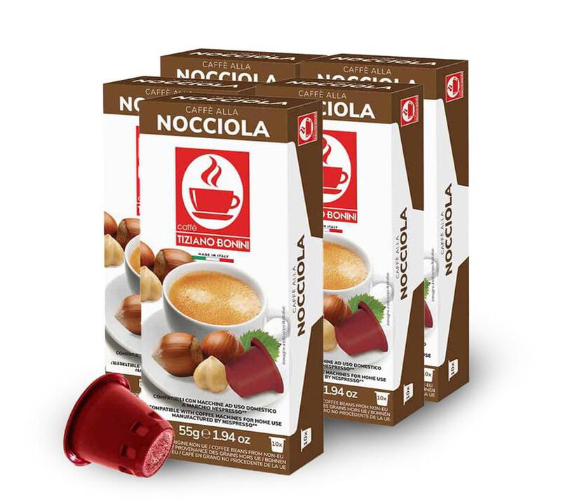 Caff&egrave; Bonini Hazelnut-flavoured coffee Nepresso&reg; compatible pods x 50 image number 0