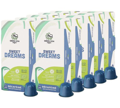 100 capsule compatibili Nespresso* Original Sweet Dreams Decaffeinato Bio &ndash; Green Lion Coffee