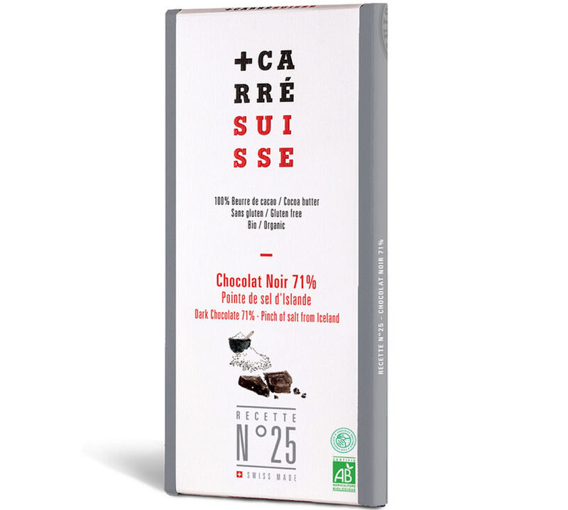 Carr&eacute; Suisse No 25 Organic Fairtrade 71% Dark Chocolate Bar with Icelandic Salt - 100g image number 0