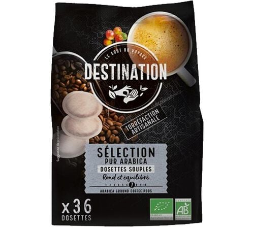 Senseo-Compatible Pods 100% Organic Arabica Destination x 36