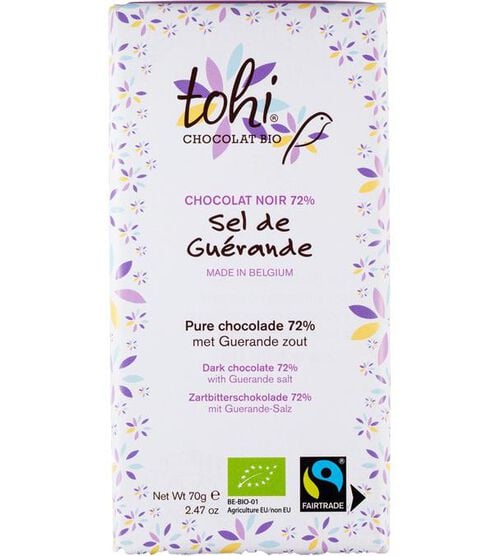 Tohi Dark Chocolate Bar, 74% Organic Cocoa with Sea Salt - 70g