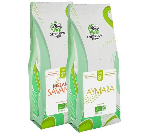 Green Lion Coffee - Caff&egrave; in grani Bio - Pack Doppio Blend & Monorigine - 2 kg