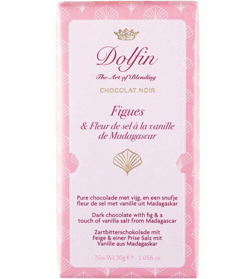 Dolfin Dark Chocolate Bar with Figs, Sea Salt & Madagascan Vanilla - 30g image number 0
