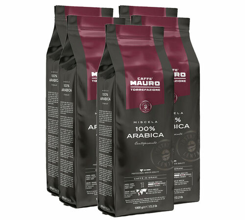 Caff&egrave; Mauro - Caff&egrave; in grani per uso professionale - Centopercento Arabica 5 x 1 kg