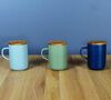 OGO Living Blue stoneware large tea infusing mug with wooden lid - 475ml image number 5