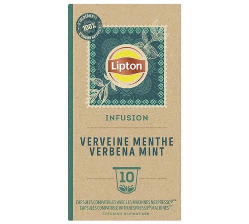 10 Nespresso* Original Compatible Capsules Verbena Mint Herbal Tea &ndash; LIPTON