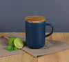 OGO Living Blue stoneware large tea infusing mug with wooden lid - 475ml image number 4