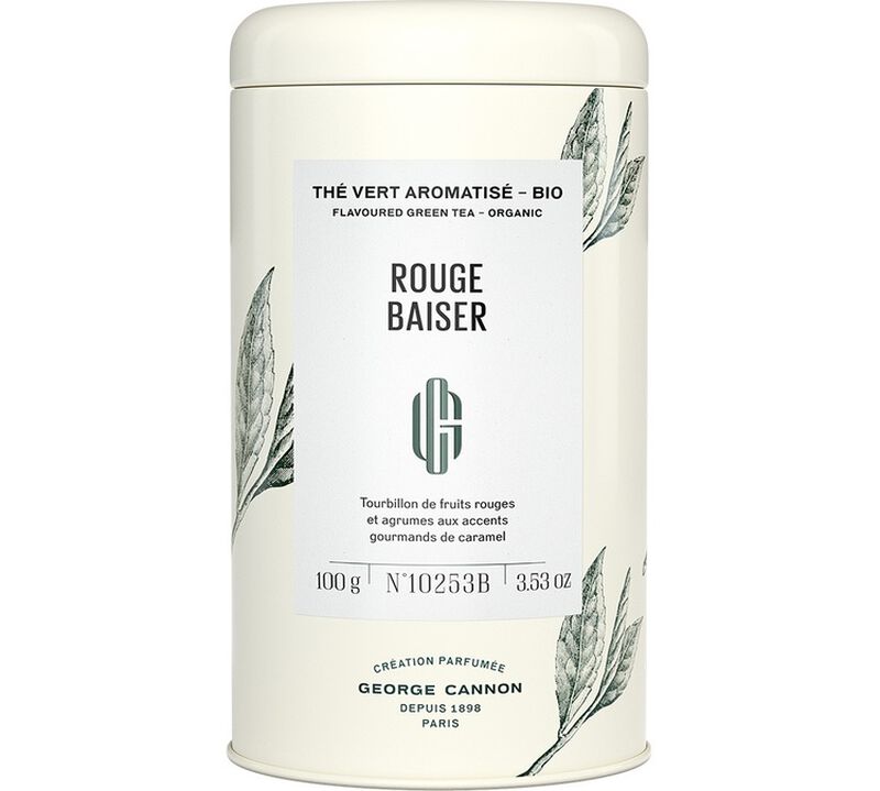 George Cannon 'Rouge Baiser' Organic flavoured green tea - 100g loose leaf in tin image number 0