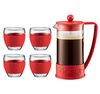Bodum Brazil French Press in Red - 1L image number 4