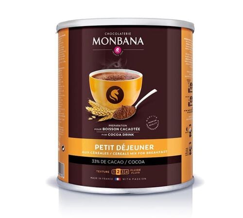 Monbana Hot Chocolate Powder Petit D&eacute;jeuner with cereals - 500g