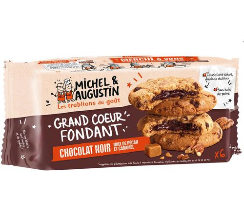 Michel et Augustin Dark Chocolate Fudge / Pecan / Caramel Chip Stuffed Cookies x 6