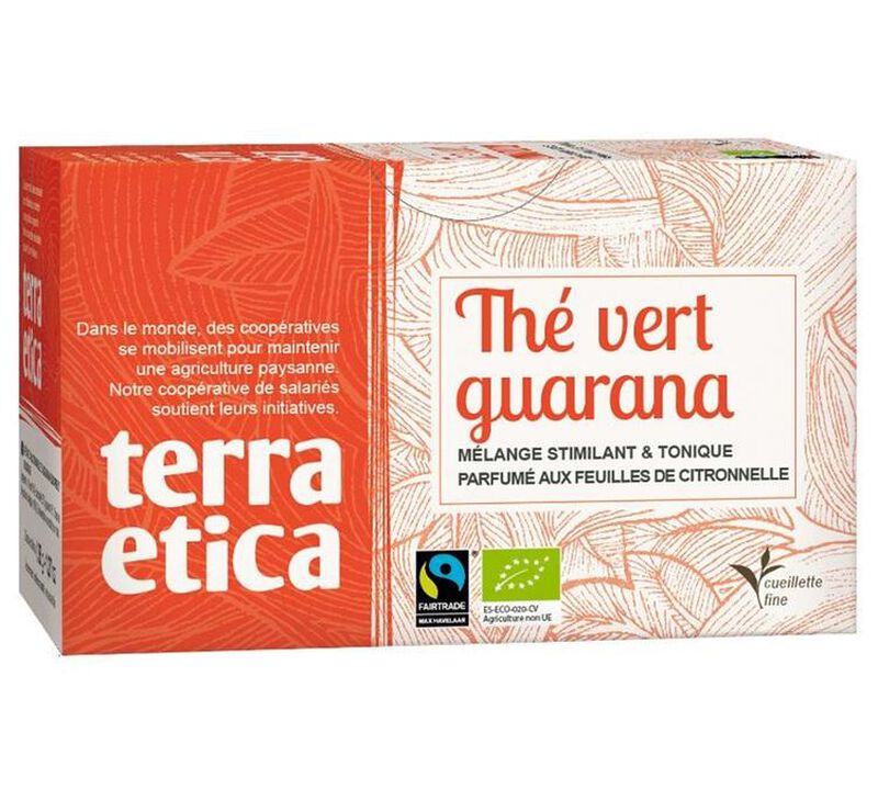Terra Etica Organic guarana & lemongrass Green tea  - 20 sachets image number 0