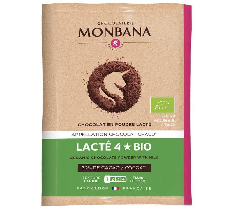 Monbana - Cioccolato al latte in polvere 4 stelle biologico 100 bustine image number 0