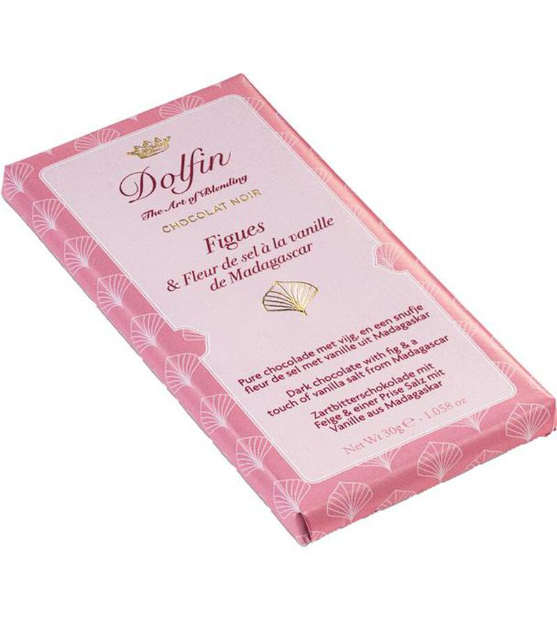Dolfin Dark Chocolate Bar with Figs, Sea Salt & Madagascan Vanilla - 30g image number 1