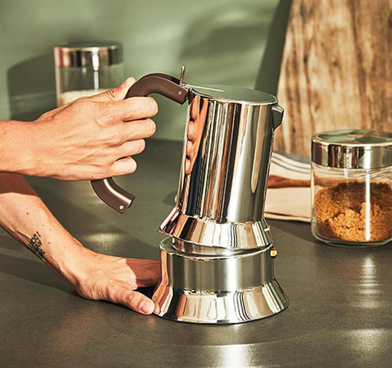 Alessi 9090 3-cup Moka Pot for induction hobs designed by Richard Sapper + Caf&eacute; Lugat image number 2