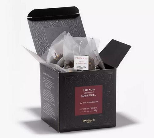 Jardin Bleu flavoured black tea - 25 Cristal&reg; sachets - Dammann Fr&egrave;res