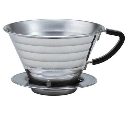 4-Cup flat-bottomed Kalita Wave Dripper 185 in stainless steel