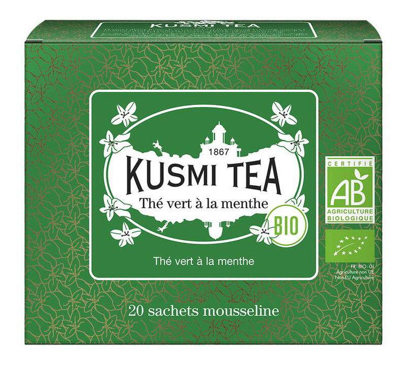 T&egrave; verde biologico con menta - 20 bustine di t&egrave; in mussola - Kusmi Tea image number 0