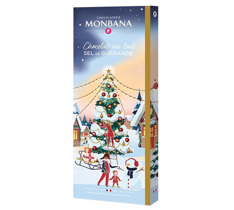 Monbana Milk Chocolate Bar with Gu&eacute;rande Sea Salt - Christmas - 80g image number 0