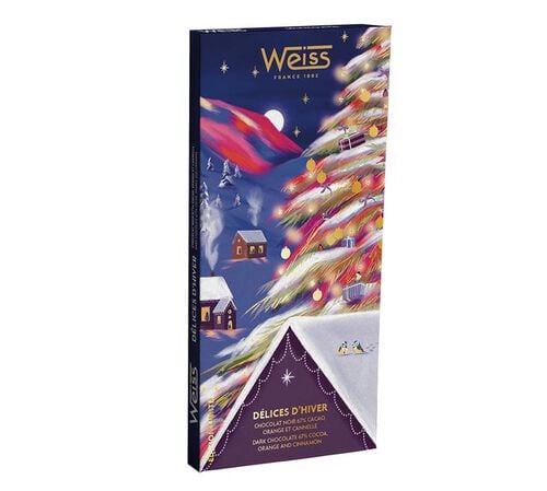 Maison Weiss Christmas Orange and Cinnamon Dark Chocolate Bar - 90g