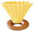 Origami Dripper M in Porcelain Yellow Colour + Wooden Holder image