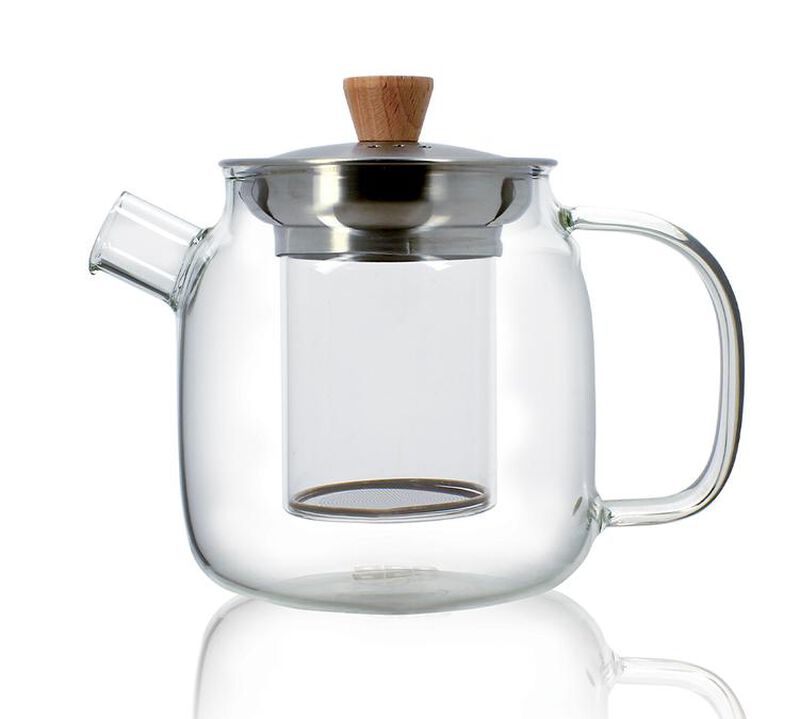 Glass teapot with stainless steel and wood lid 68cl - OGO Living image number 0