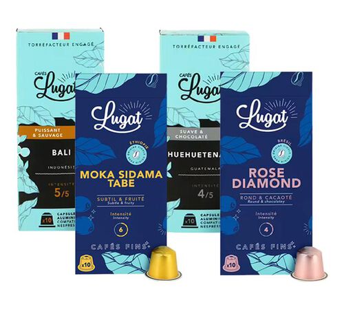 Caf&eacute;s Lugat -  40 Capsule Compatibile Nespresso&reg; - Pack Pure-Origine Caf&eacute;