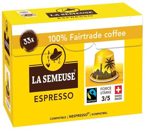 33 Nespresso* compatible capsules Original Espresso Fairtrade - LA SEMEUSE