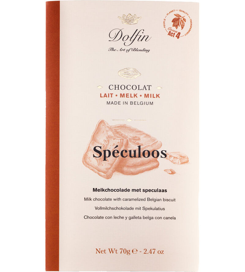 Dolfin - Tavoletta di cioccolato al latte e Speculoos 70 g image number 0
