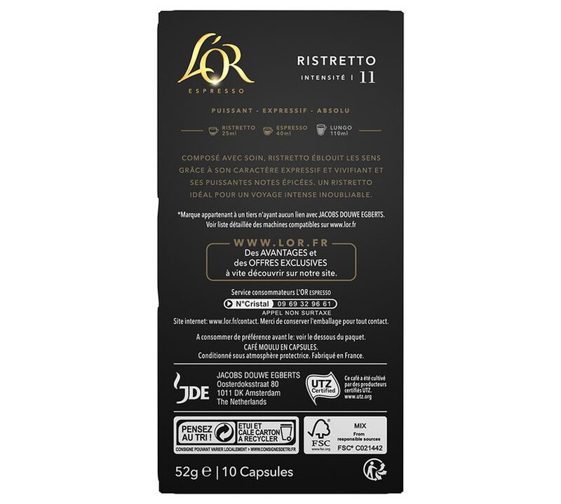 L'Or Espresso Ristretto Nespresso* Original Compatible Pods (10 Pack) image number 2