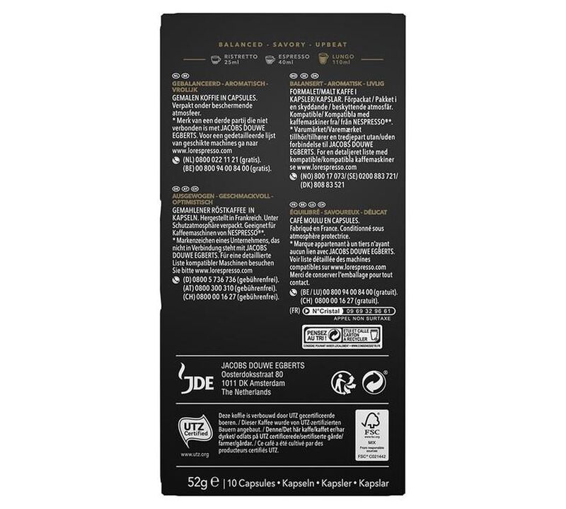 10 Nespresso* Original Compatible Capsules Lungo Mattinata &ndash; L'OR ESPRESSO image number 1