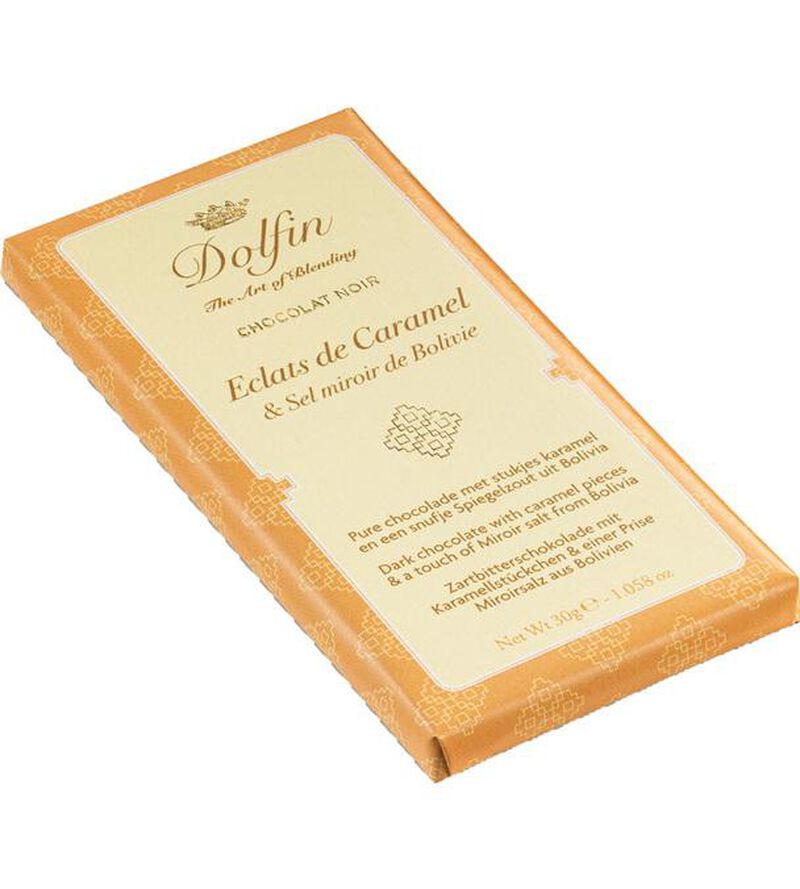 Dolfin Dark Chocolate with Caramel Chips, Mirror Salt from Bolivia - 30g image number 1
