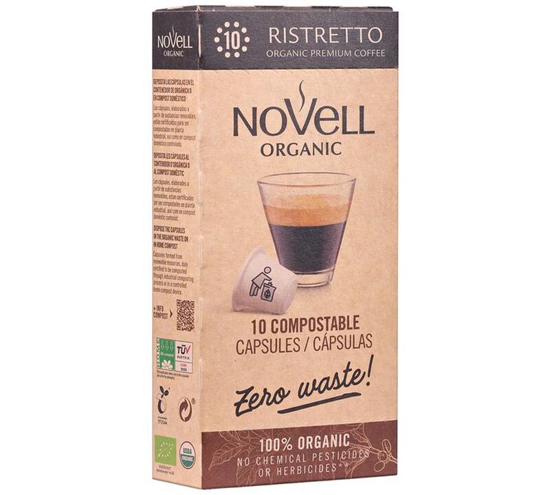 10 Nespresso* Original Compatible Capsules Organic Ristretto &ndash; NOVELL image number 1