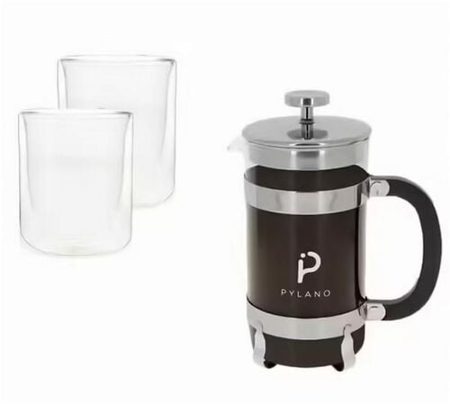 Pylano Cali 8-Cup French Press + 2 Mila Double-Wall Glasses