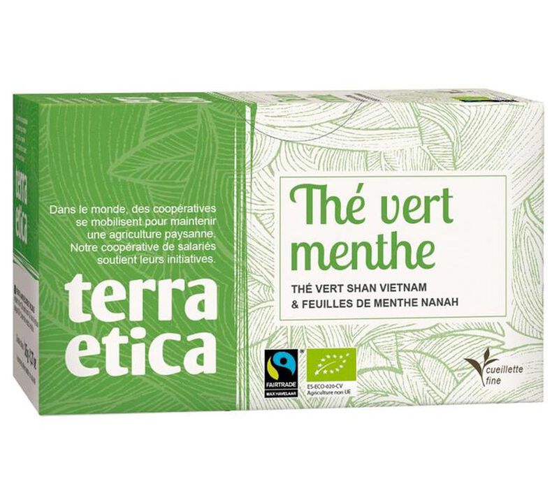 Mint green tea - 20 tea bags. - Terra Etica image number 0