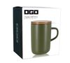 Teiera in gres 47,5 cl Khaki con coperchio in acacia - OGO Living image number 1