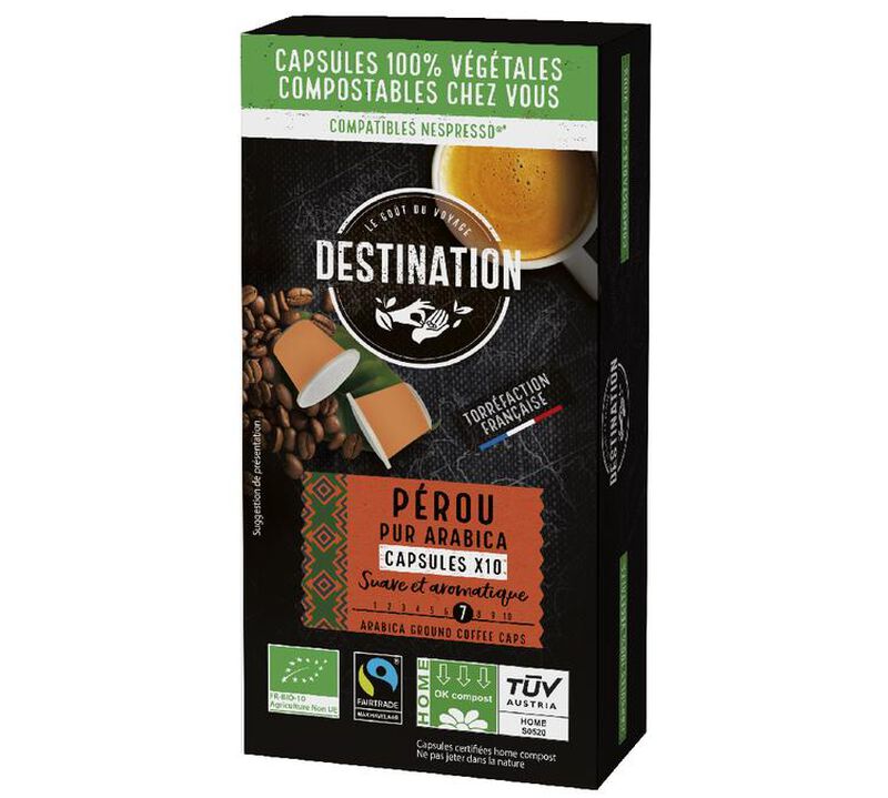 10 Nespresso* Original Compatible Capsules Peru Organic - DESTINATION image number 0
