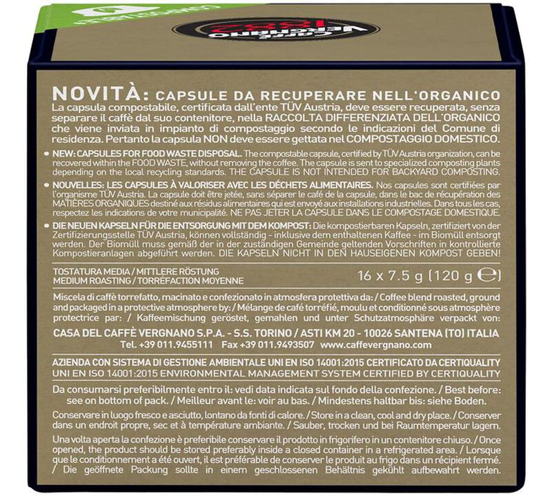 Caff&egrave; Vergnano - 16 capsule compatibili Lavazza A Modo Mio - Oro image number 1