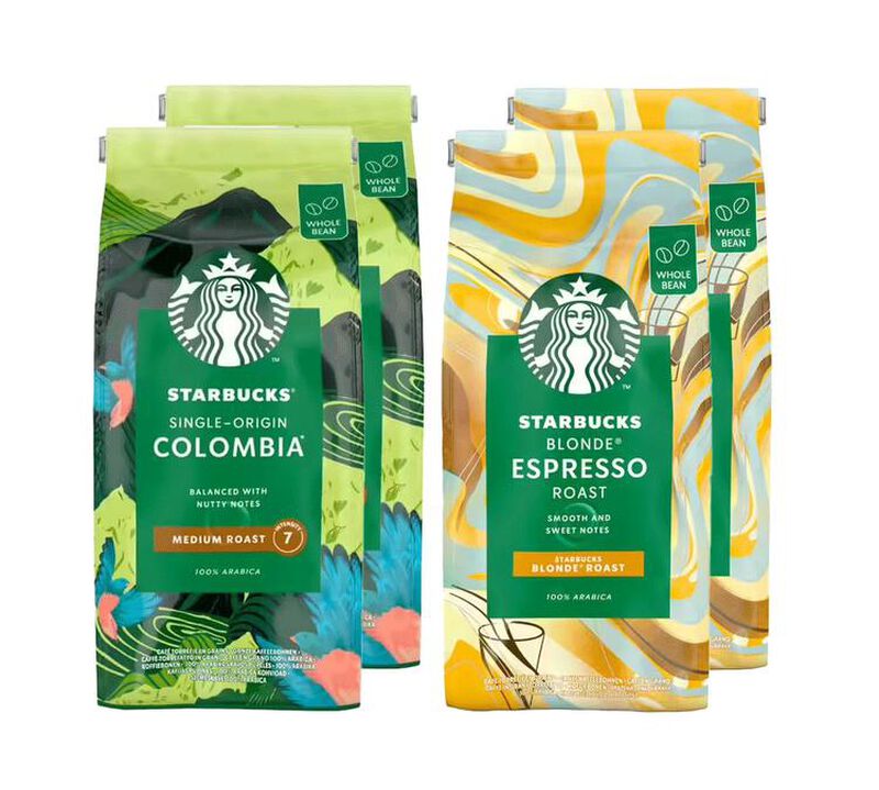 Starbucks Coffee Beans Value Pack: Blonde Espresso Roast and Single Origin Colombia - 4x450g image number 0