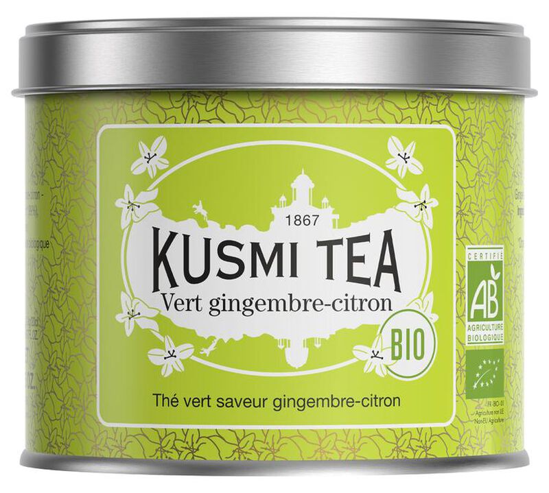 Kusmi Tea Lemon Ginger Organic Green Tea - 100g Loose Leaf Tin image number 0
