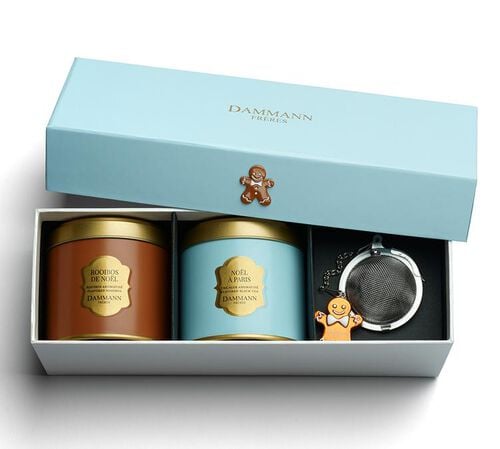Dammann Frosty Christmas Tea Gift Set - No&euml;l &agrave; Paris and Rooibos - 2 x 40 g + 1 infuser