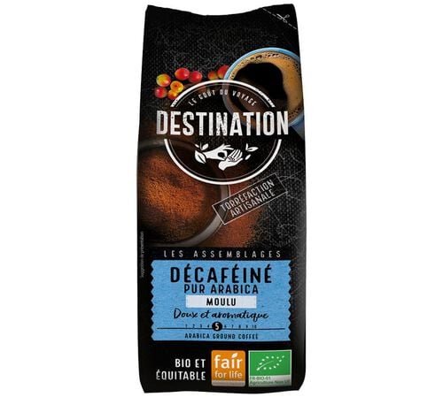 Destination 'D&eacute;caffein&eacute; Pur Arabica' organic decaffeinated ground coffee - 250g