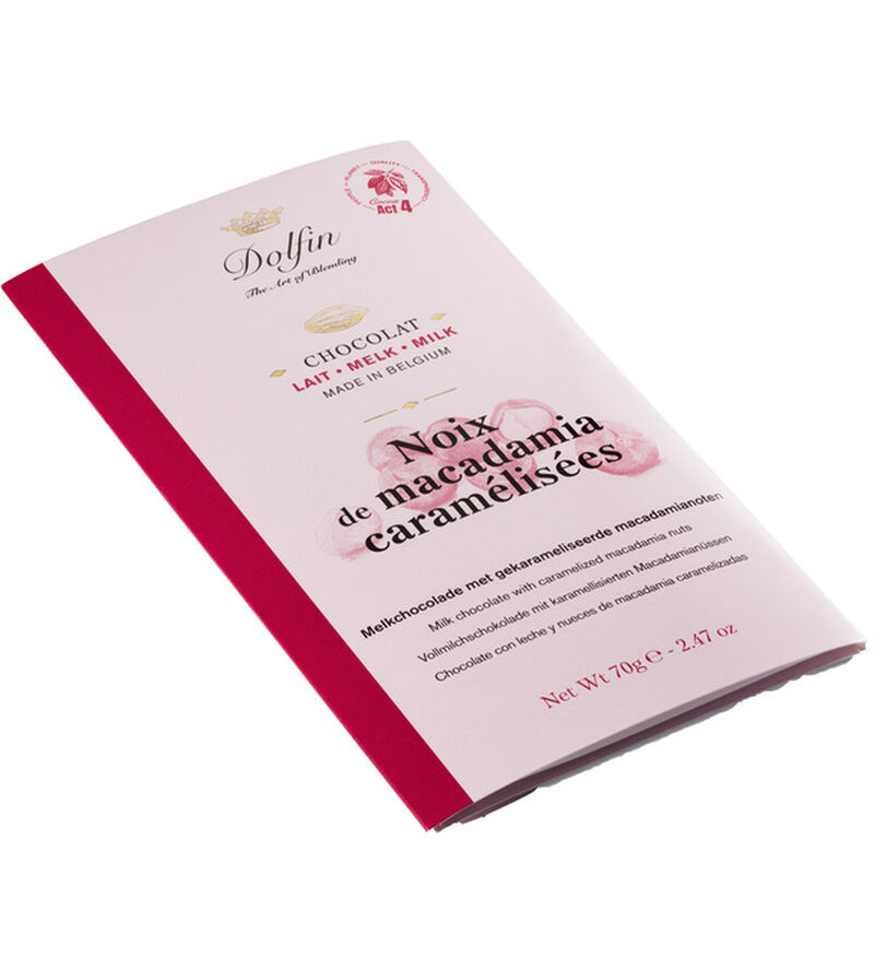 Dolfin Milk Chocolate Bar with Caramelised Macadamia Nuts - 70g image number 1