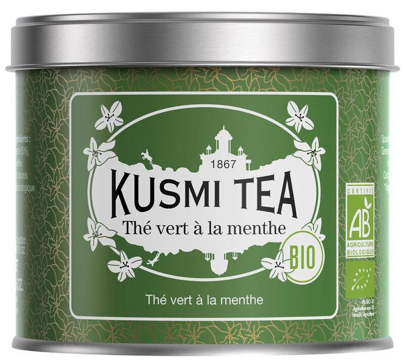 Kusmi Tea Organic Spearmint Green Tea - 100g Loose Leaf Tin image number 0