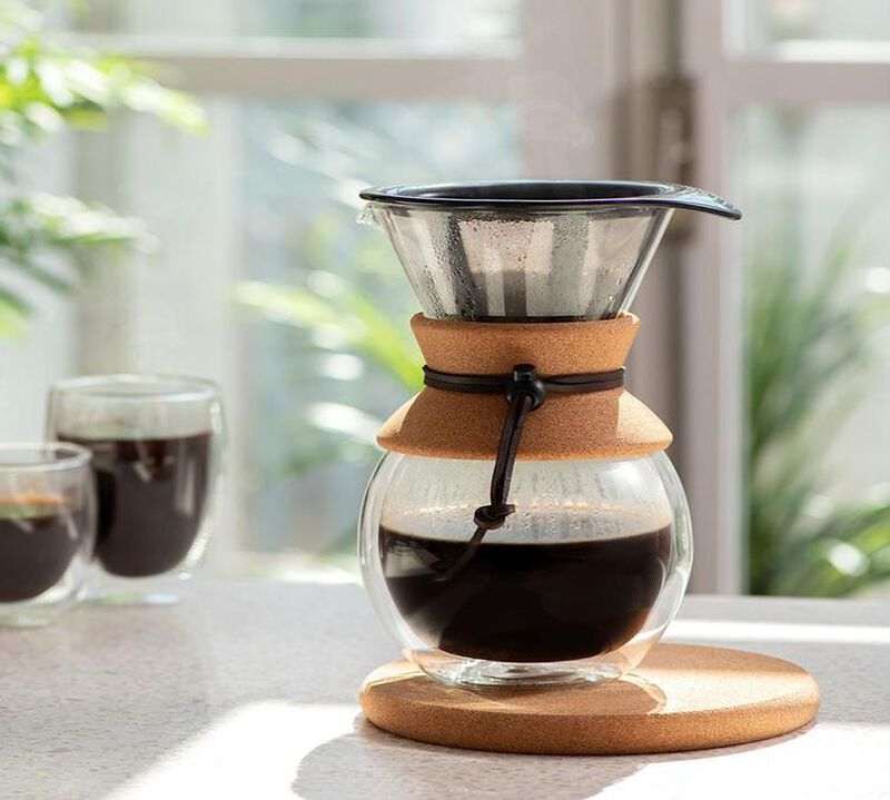Bodum Pour Over filter coffee maker in cork and leather - 8 cups image number 1