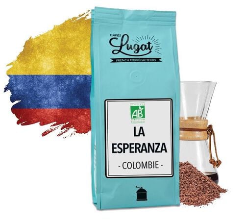 Organic ground coffee for Hario/Chemex coffee makers : Colombia - La Esperanza - 250g - Caf&eacute;s Lugat