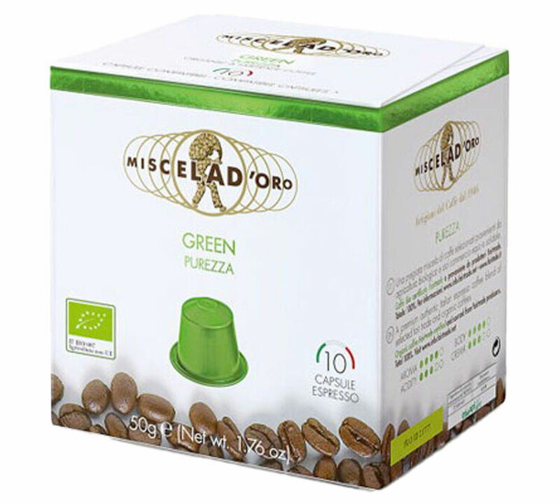 10 Nespresso* Original Compatible Capsules Green Purezza Organic &ndash; MISCELA D'ORO image number 0