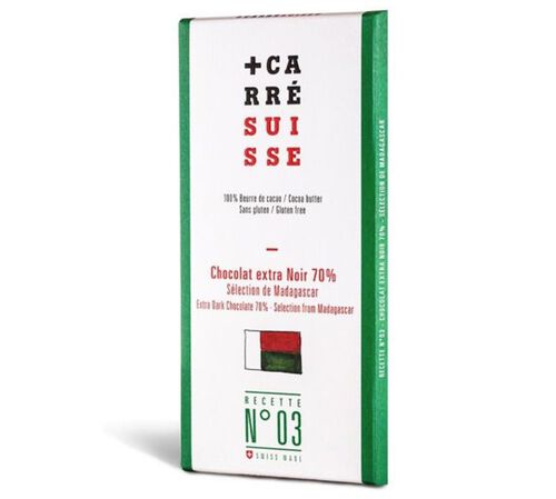 Carr&eacute; Suisse No 3 Extra Dark 70% Madagascar Grand Cru Chocolate Bar - 100g