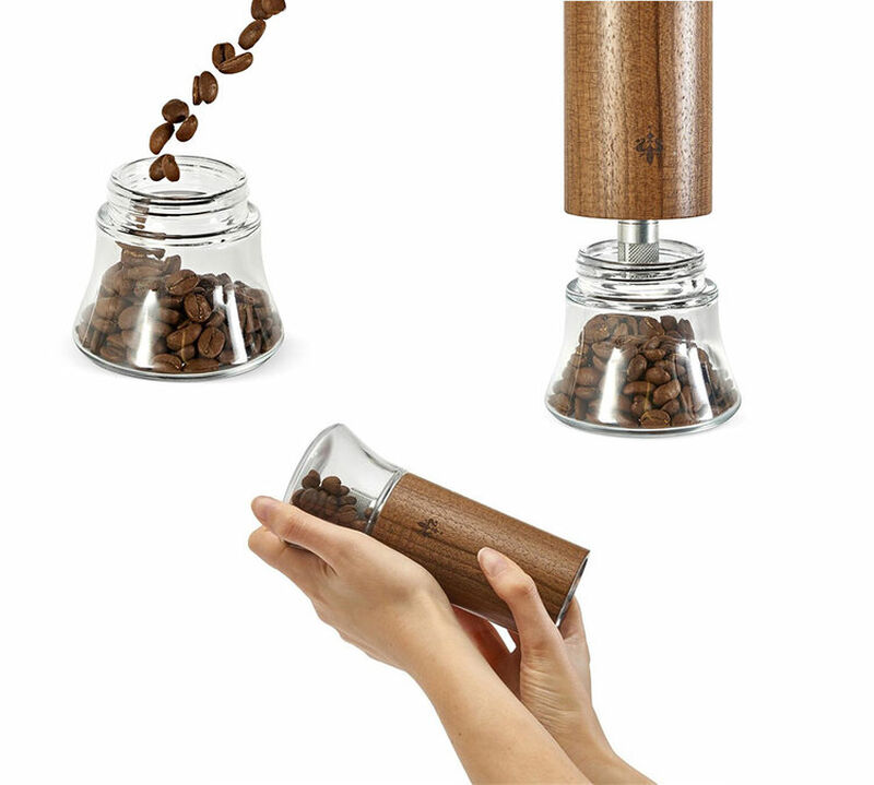 Eureka Baby Hand Grinder Walnut & Glass + FREE Coffee Beans image number 1