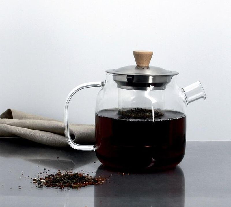 Glass teapot with stainless steel and wood lid 68cl - OGO Living image number 1